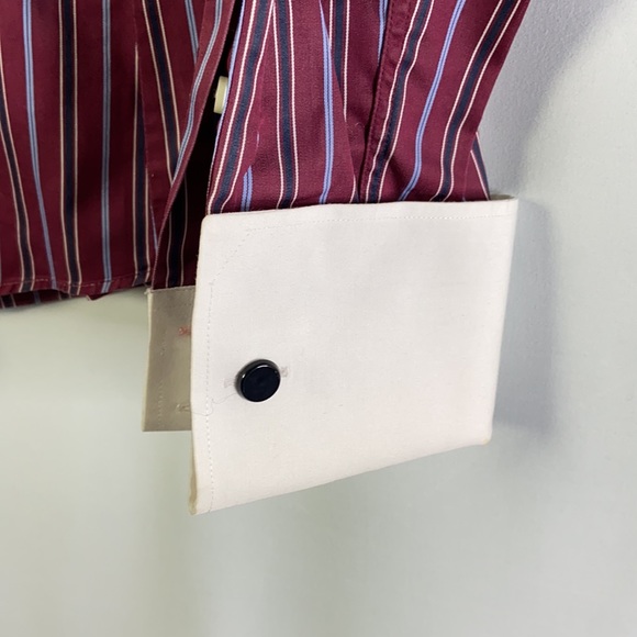 Thomas Pink Stripe Slim Fit French Cuff Shirt 15 - Picture 2 of 4